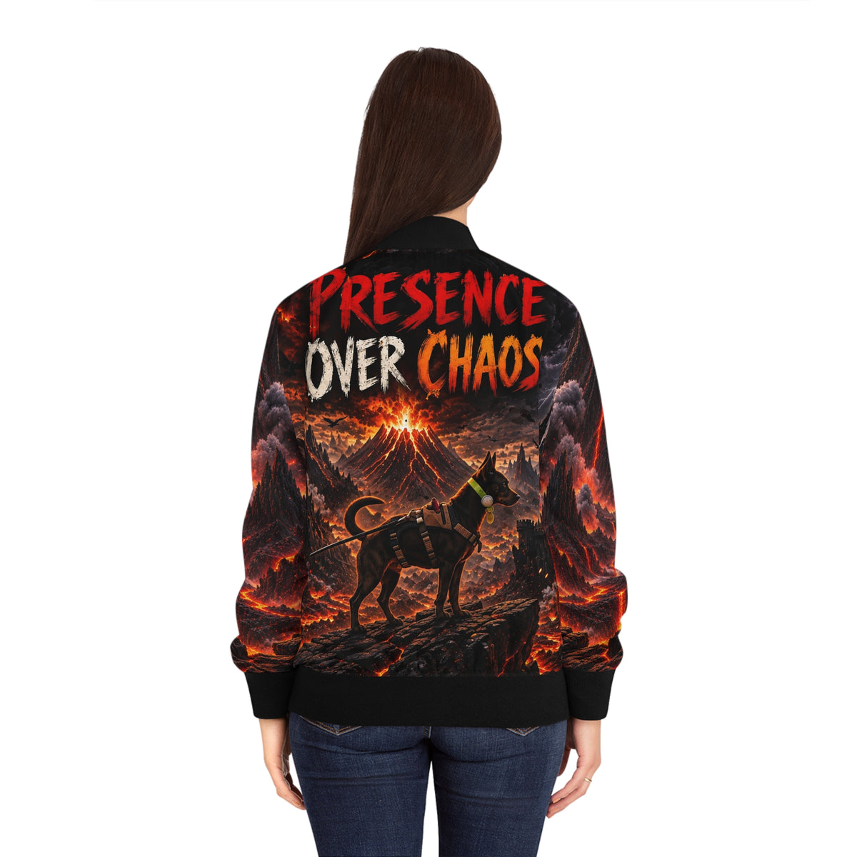Presence over chaos Women's Bomber Jacket (AOP)