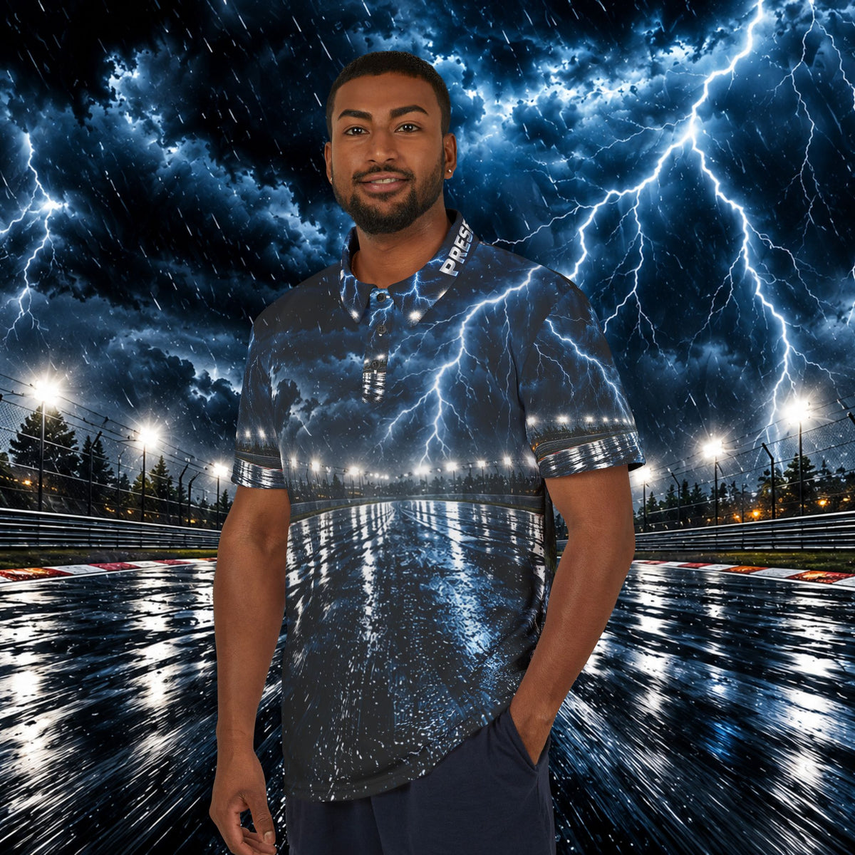 Presence over storm unisex polo AOP