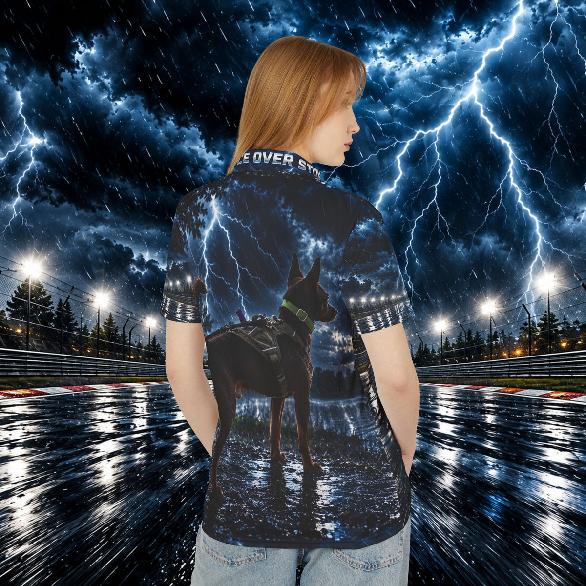 Presence over storm unisex polo AOP