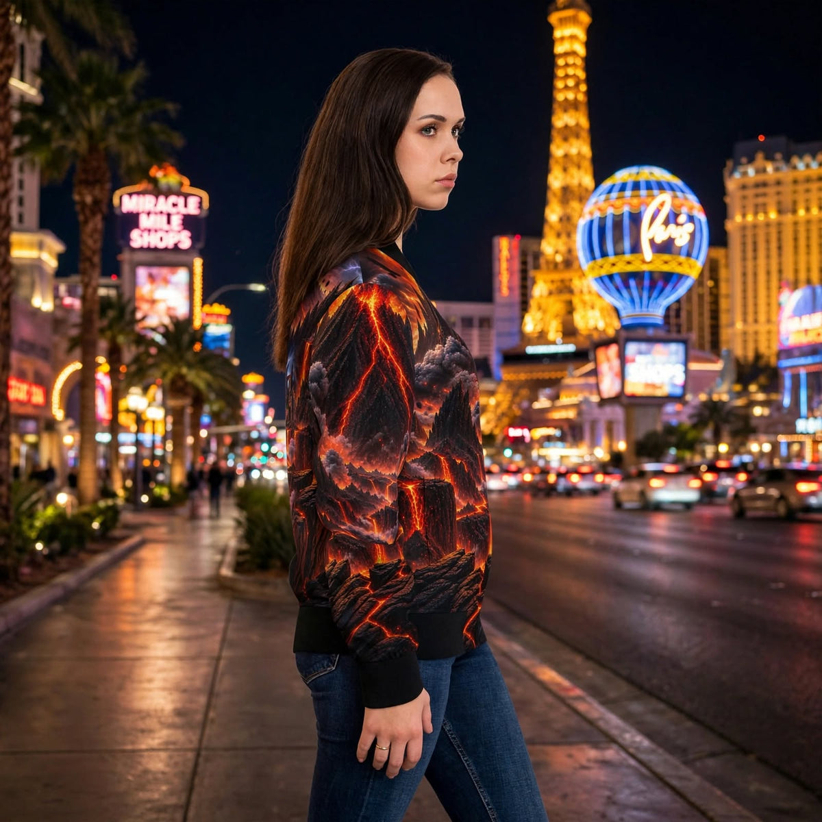 Presence over noise Women's Bomber Jacket (AOP)