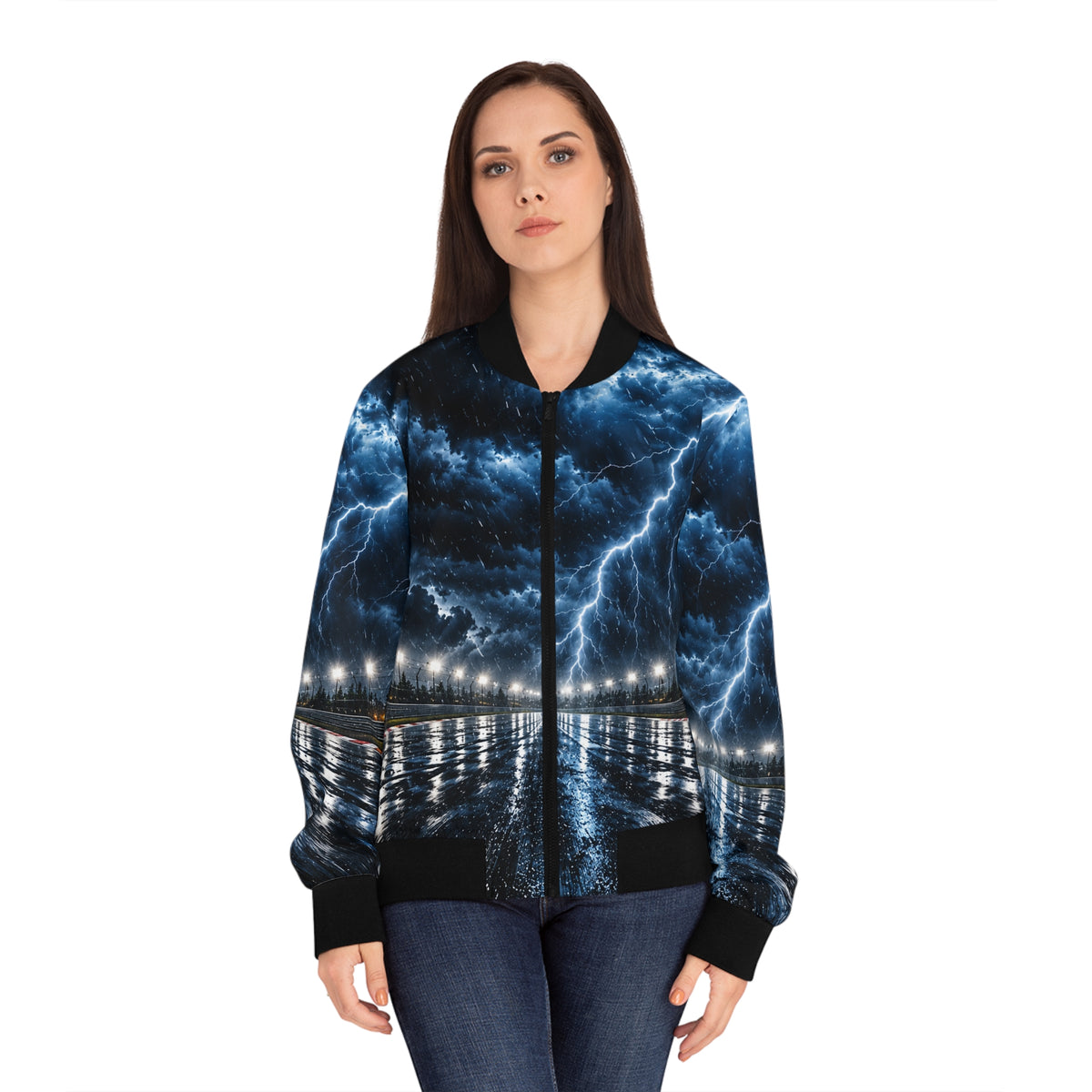 STORM PRESENCE Women's Bomber Jacket (AOP)